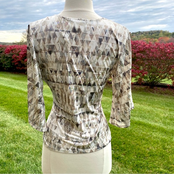 MSK V Neck Foil Knit Faux Wrap top size small - Picture 12 of 16